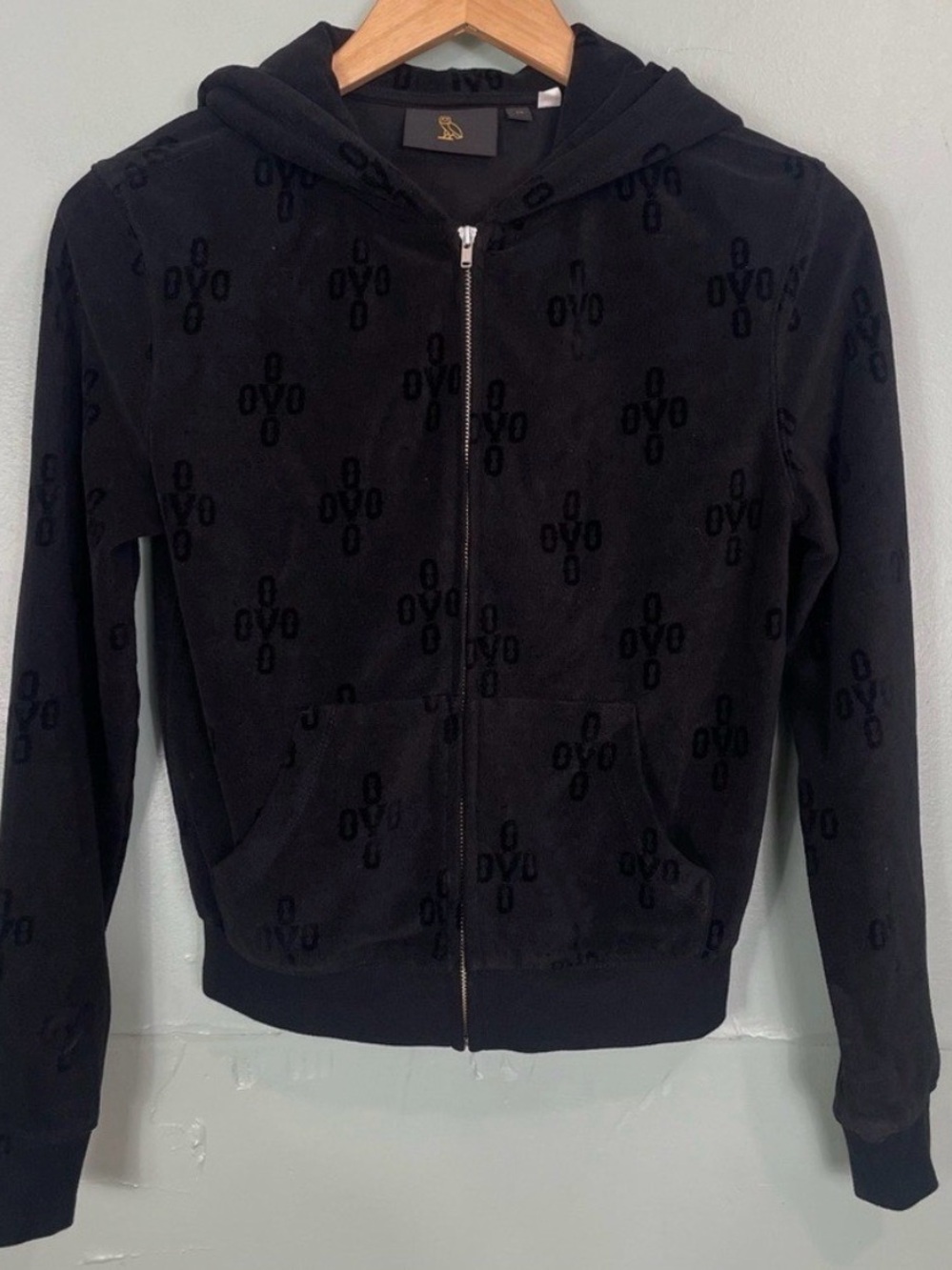 OVO velour monogram zippy with hoody size medium